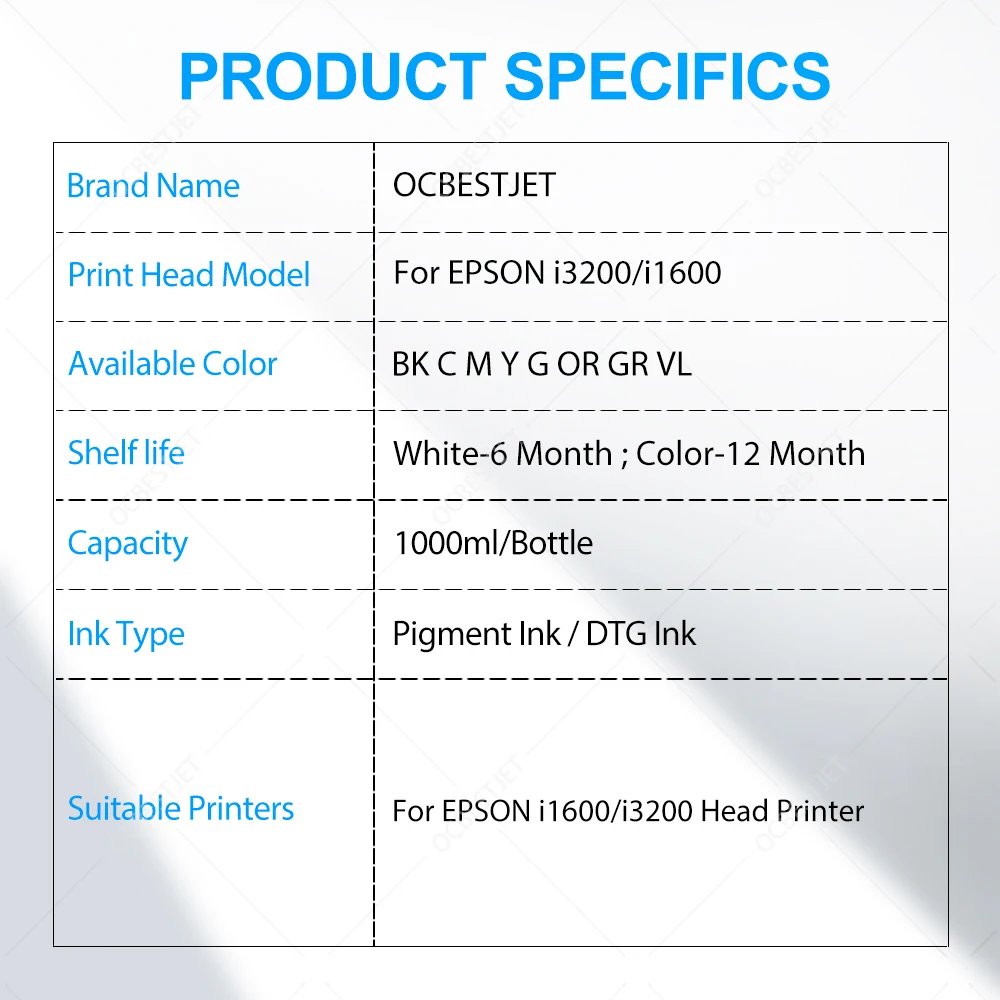 1000ML/Bottle DTG Ink Textile  - Direct To Garment Ink recension och pris