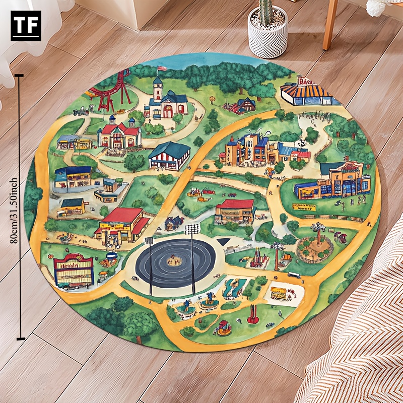 Hand Drawn Amusement Park Town - Commercial Road Printing recension och pris